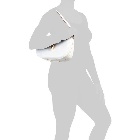 ARCADIA Made In Italy Patent Leather Shoulder Bag With Tub Hardware White - Picture 3 of 16